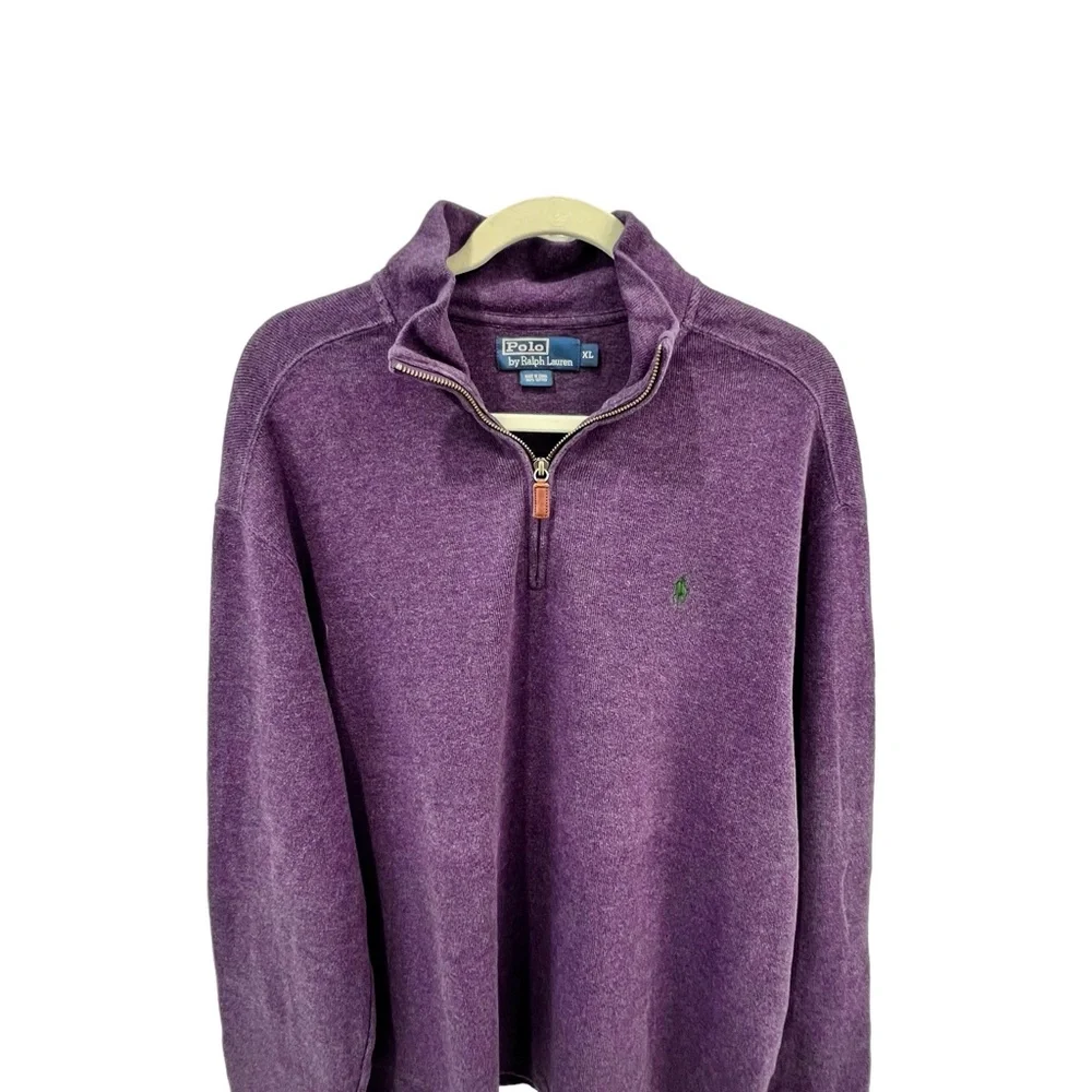 POLO BY RALPH LAUREN PURPLE COTTON QUARTER ZIP SWEATER